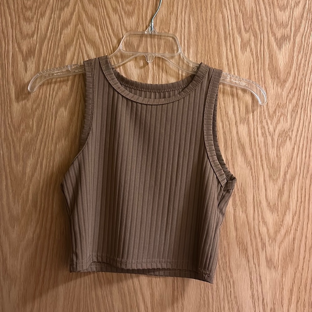 Cute Brown high neck tank top